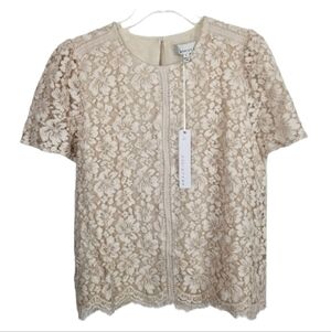 Adelyn Rae NWT Womens Lace Overlay Top Size Large Romantic Cottagecore Prairie